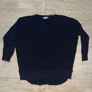 Madewell Sweater Womens S Waffle‎ Knit Black Cotton Blend Long Sleeve
